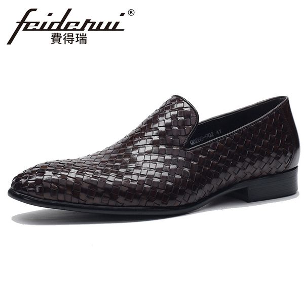 genuine leather men's handmade wedding loafers summer style pointed toe slip on man weave casual shoes bql224, Black
genuine leather men's handmade wedding loafers summer style pointed toe slip on man weave casual shoes bql224, Black