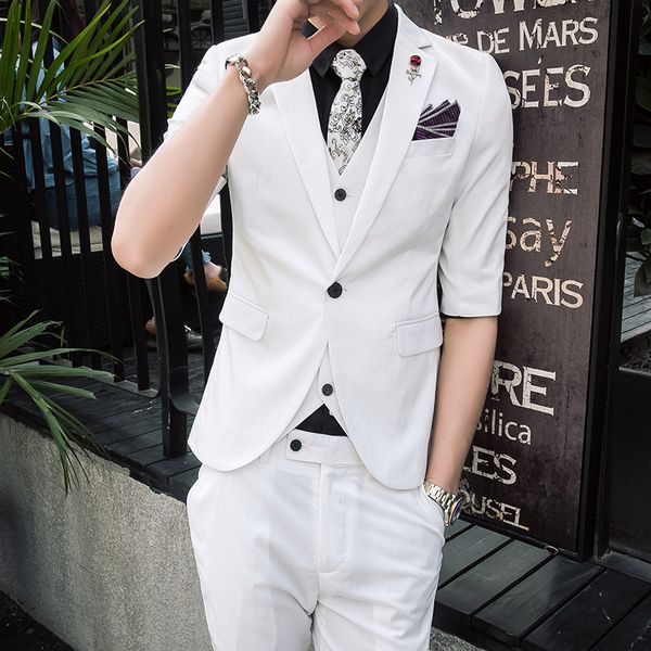 terno slim masculino slim fit solid color 3pcs sets coat vest nine-sleeves pants groom dress business formal wear male, White;black
terno slim masculino slim fit solid color 3pcs sets coat vest nine-sleeves pants groom dress business formal wear male, White;black