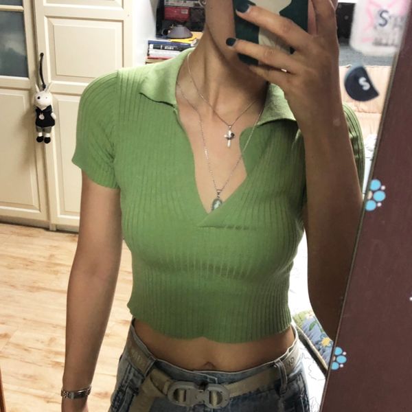 vintage green white polo shirt women shorts short sleeve cropped polo shirts mujer streetwear v neck knitted women polo shirt
vintage green white polo shirt women shorts short sleeve cropped polo shirts mujer streetwear v neck knitted women polo shirt