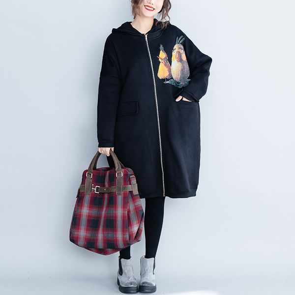 p ammy medium long section plus velvet thickening slimming simple casual loose women fashion warm zipper long sleeve hooded coat, Black;white
p ammy medium long section plus velvet thickening slimming simple casual loose women fashion warm zipper long sleeve hooded coat, Black;white