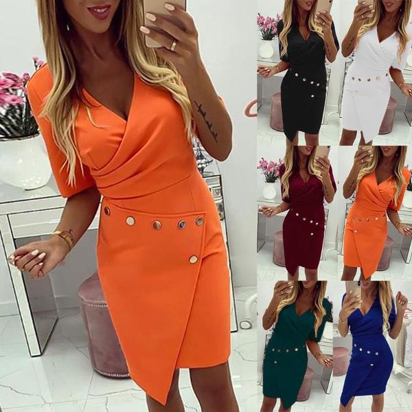 formal dress women elegant buttoned v-neck ruched surplice wrap mini party dress hem office lady sheath bodycon, Black;gray
formal dress women elegant buttoned v-neck ruched surplice wrap mini party dress hem office lady sheath bodycon, Black;gray