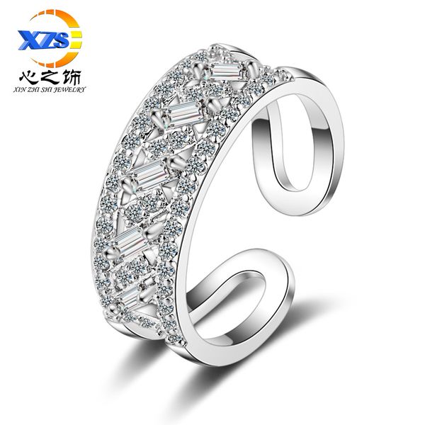 open ring womens japanese and korean-style influx simple lines net red-style double-layer diamond index finger ring, Silver
open ring womens japanese and korean-style influx simple lines net red-style double-layer diamond index finger ring, Silver
