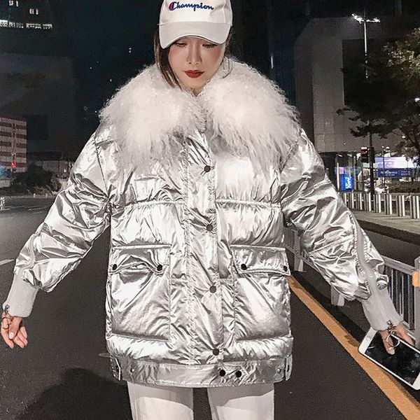 fashion loose outerwear waterproof glossy jackets white duck down silver/black big fur hooded girl down coats girls jacket
fashion loose outerwear waterproof glossy jackets white duck down silver/black big fur hooded girl down coats girls jacket