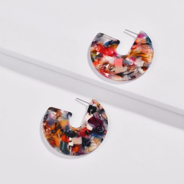 leopard tortoise shell circle disc resin acrylic board round statement c earrings for women, Silver
leopard tortoise shell circle disc resin acrylic board round statement c earrings for women, Silver