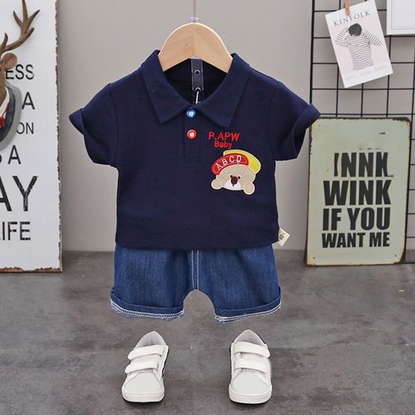 summer baby clothes for boy cartoon bear letter embroidery lapel short sleeve t-shirt+shorts 2pcs suit 2020, White
summer baby clothes for boy cartoon bear letter embroidery lapel short sleeve t-shirt+shorts 2pcs suit 2020, White