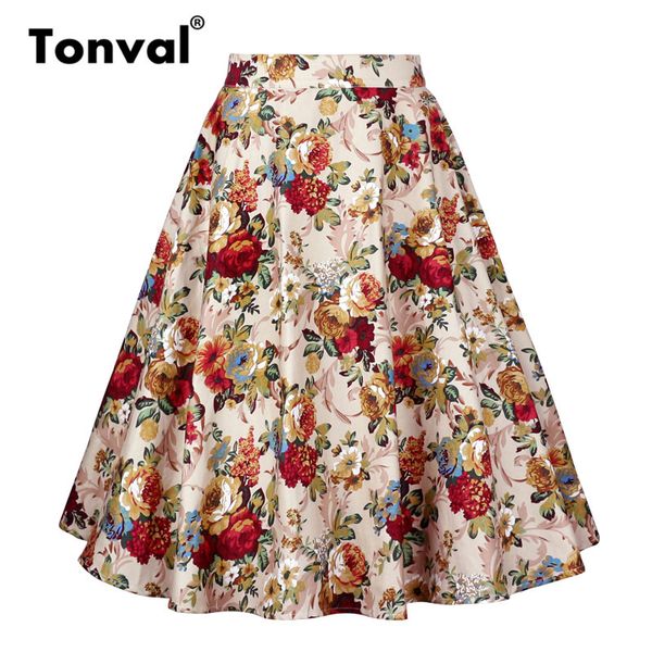 tonval a line vintage floral skirt back zipper pin up rockabilly cotton swing skirts women retro skater midi skirt, Black;gray
tonval a line vintage floral skirt back zipper pin up rockabilly cotton swing skirts women retro skater midi skirt, Black;gray