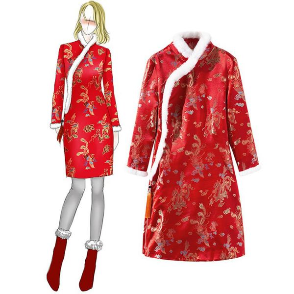 2020 китайских женщин печати phoenix тан qipao марочные волосы воротник атласное платье cheongsam женщин платье плюс халат, Red
2020 китайских женщин печати phoenix тан qipao марочные волосы воротник атласное платье cheongsam женщин платье плюс халат, Red