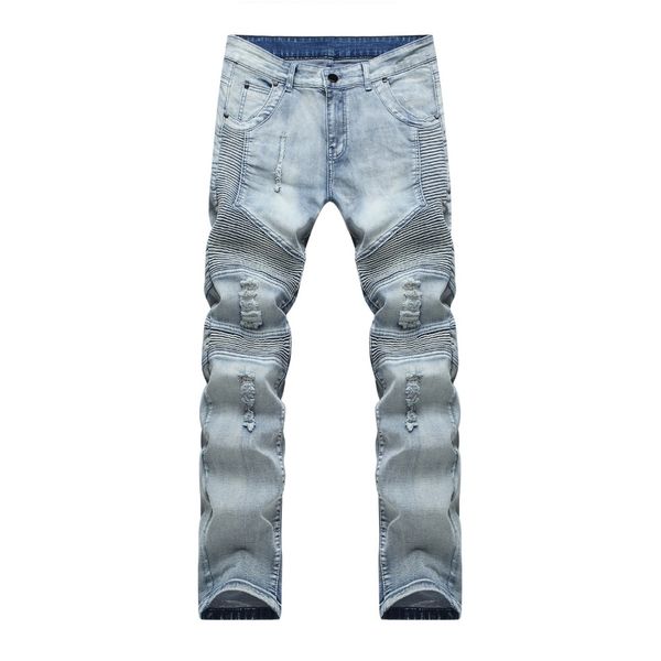 skinny jeans men large size ripped zipper light color joint elastic waist biker all season casual pants, Blue
skinny jeans men large size ripped zipper light color joint elastic waist biker all season casual pants, Blue