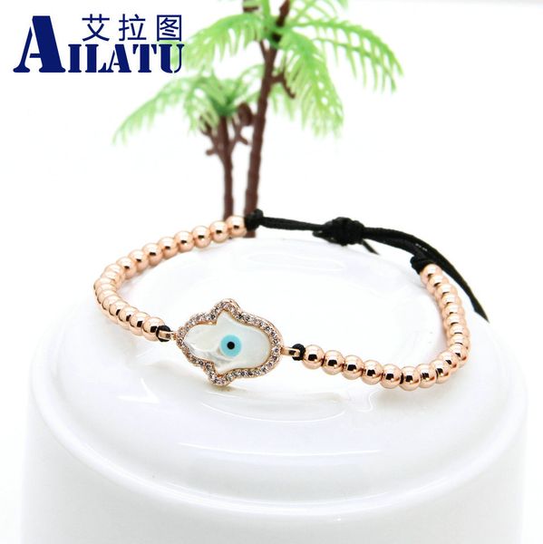 ailatu new design 4mm copper beads with micro inlay zircon hamsa hand fatima shell eye cz charm mens macrame braided bracelet, Golden;silver
ailatu new design 4mm copper beads with micro inlay zircon hamsa hand fatima shell eye cz charm mens macrame braided bracelet, Golden;silver