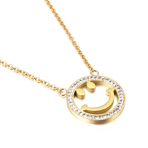 new fashion stainless steel silver gold smile inlaid with zircon pendant necklace women accessories charm jewerly
new fashion stainless steel silver gold smile inlaid with zircon pendant necklace women accessories charm jewerly