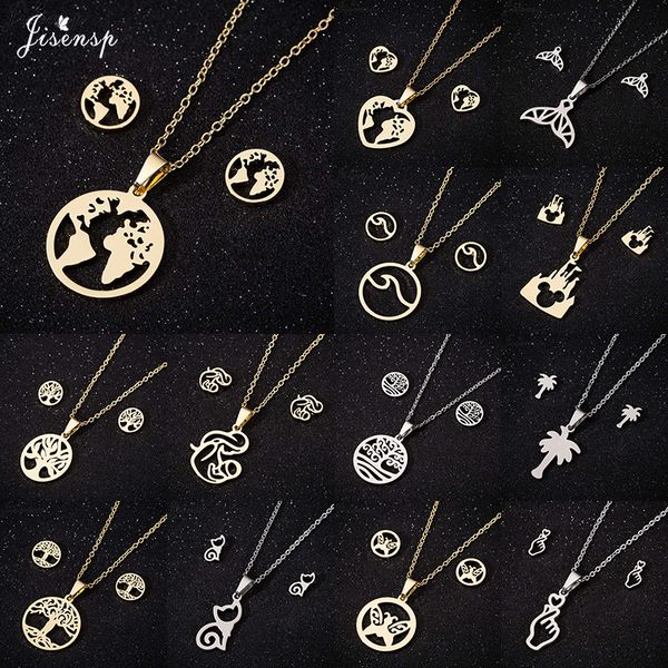 jisensp vintage map stainless steel jewelry sets simple round earth necklace earrings fashion jewelry for women girls gift, Silver
jisensp vintage map stainless steel jewelry sets simple round earth necklace earrings fashion jewelry for women girls gift, Silver
