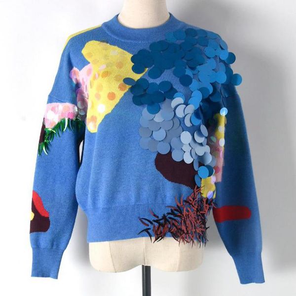 red roosarosee vintage sequins long sleeve color hit knitted sweater pullovers elegant female autumn clothes new, White;black
red roosarosee vintage sequins long sleeve color hit knitted sweater pullovers elegant female autumn clothes new, White;black