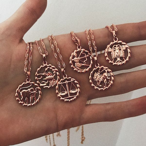 12 zodiac sign constellation rose gold chain filled womens round shaped pendant necklace for jewelry, Silver
12 zodiac sign constellation rose gold chain filled womens round shaped pendant necklace for jewelry, Silver