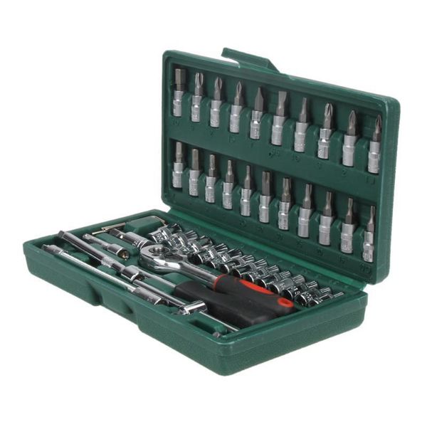 46pcs car repair tool set 1/4-inch socket wrench combination set auto repairing tool kit household spanner screwdriver auto repairing tools
46pcs car repair tool set 1/4-inch socket wrench combination set auto repairing tool kit household spanner screwdriver auto repairing tools