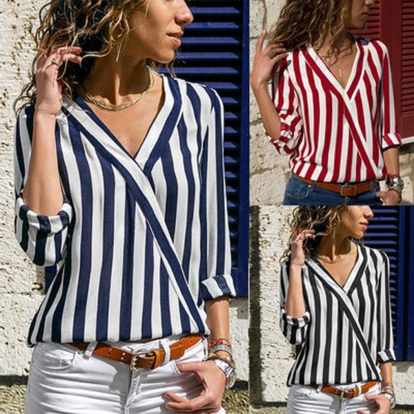 autumn and winter new personality trend v-neck loose striped long-sleeved shirt shirt, White
autumn and winter new personality trend v-neck loose striped long-sleeved shirt shirt, White