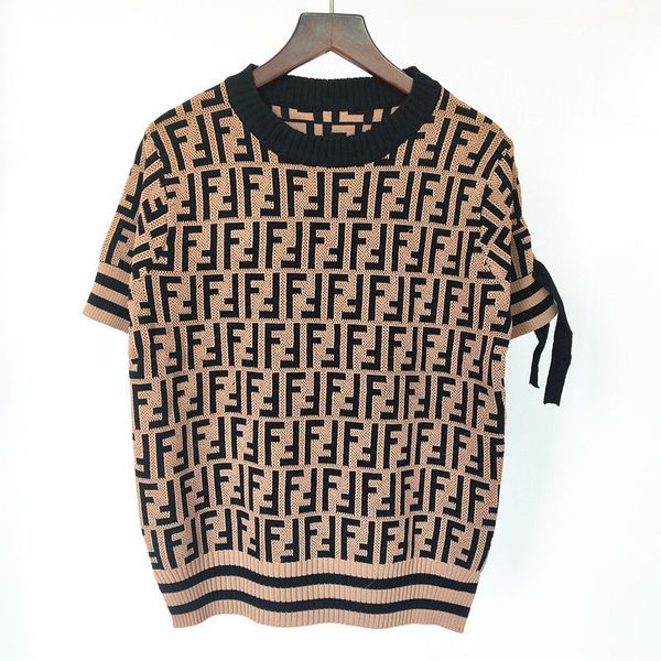 woman luxury new t shirt classic tees fashion ff letter knitting tshirt europe and america fashion women jacquard knitted top, White
woman luxury new t shirt classic tees fashion ff letter knitting tshirt europe and america fashion women jacquard knitted top, White