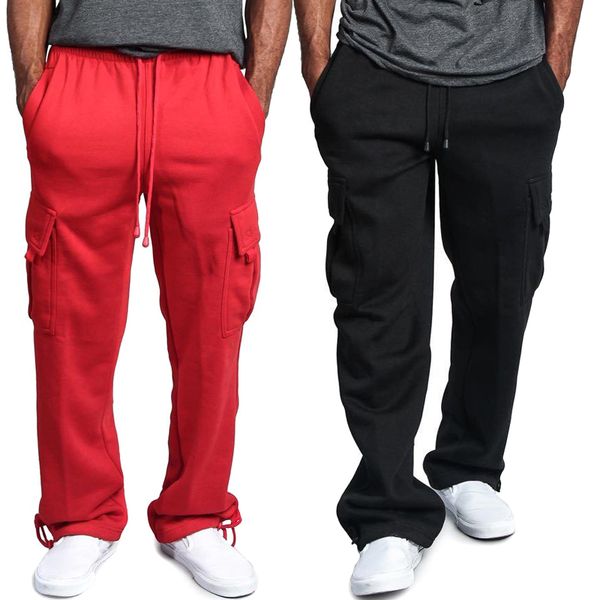 men cargo pockets sweat pants casual loose trousers solid color soft for sports h9, Black
men cargo pockets sweat pants casual loose trousers solid color soft for sports h9, Black