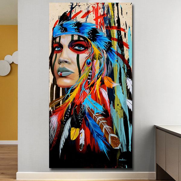 modern wall art prints coloful girl feathered women canvas painting for living room home decor unframed
modern wall art prints coloful girl feathered women canvas painting for living room home decor unframed