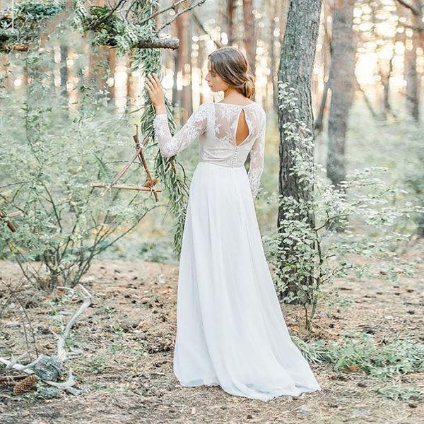 elegant boho wedding dresses long sleeve hollow back lace chiffon skirt simple design 2021 bohemain wedding bridal gowns, White
elegant boho wedding dresses long sleeve hollow back lace chiffon skirt simple design 2021 bohemain wedding bridal gowns, White