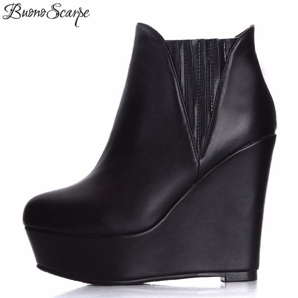 buonoscarpe genuine cow leather slip on fashion woman shoes women platform ankle boots wedges high heels platform botas mujer, Black
buonoscarpe genuine cow leather slip on fashion woman shoes women platform ankle boots wedges high heels platform botas mujer, Black