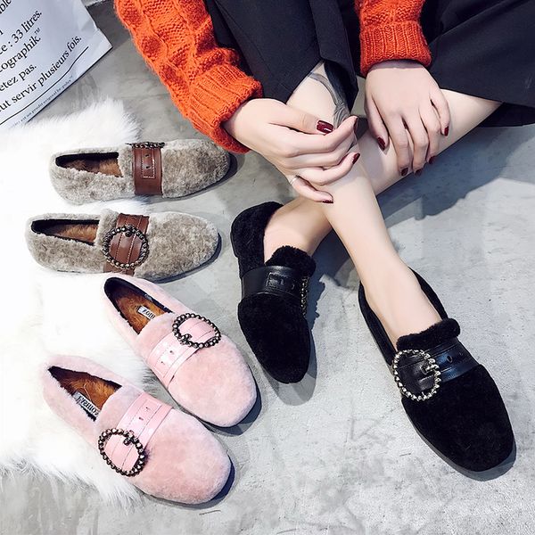 2018 warm winter shoes woman leather band crystal buckle fur flats thickening plush flat shoes ladies mules moccasins s309, Black
2018 warm winter shoes woman leather band crystal buckle fur flats thickening plush flat shoes ladies mules moccasins s309, Black