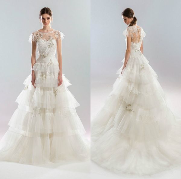 2020 papilio beach wedding dresses lace appliqued jewel neck a line boho wedding dress sweep train cap sleeves bridal abiti da sposa, White
2020 papilio beach wedding dresses lace appliqued jewel neck a line boho wedding dress sweep train cap sleeves bridal abiti da sposa, White