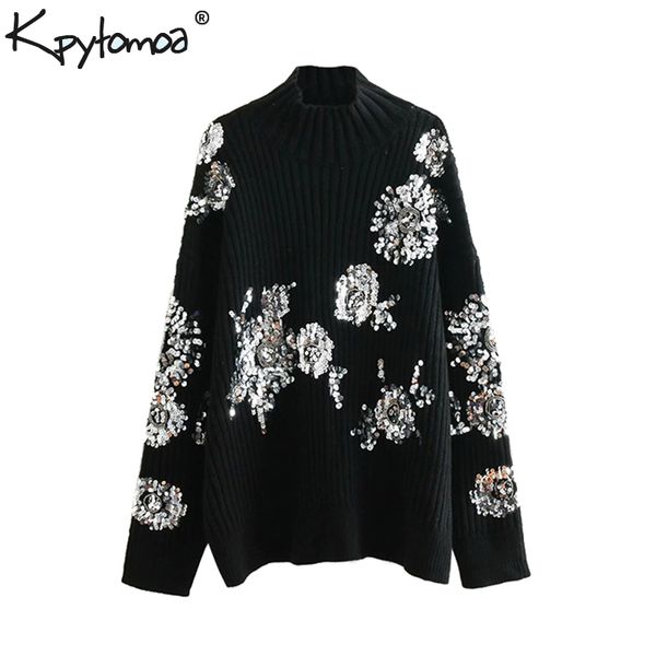 vintage beading sequins loose knitted sweaters women 2019 fashion turtleneck long sleeve ladies pullovers casual jersey mujer, White;black
vintage beading sequins loose knitted sweaters women 2019 fashion turtleneck long sleeve ladies pullovers casual jersey mujer, White;black
