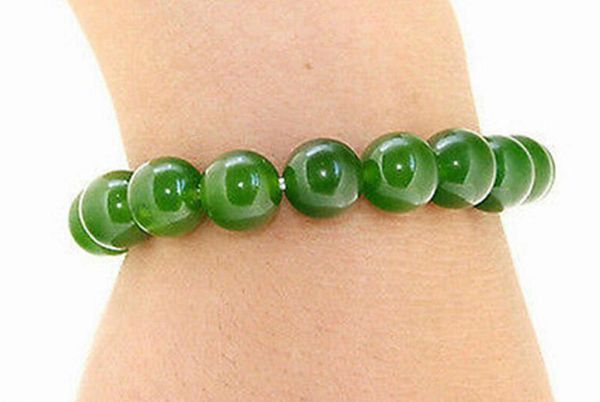 handmade 10mm natural green jadeite round gem stone beads stretchy bracelet 7.5, Black
handmade 10mm natural green jadeite round gem stone beads stretchy bracelet 7.5, Black