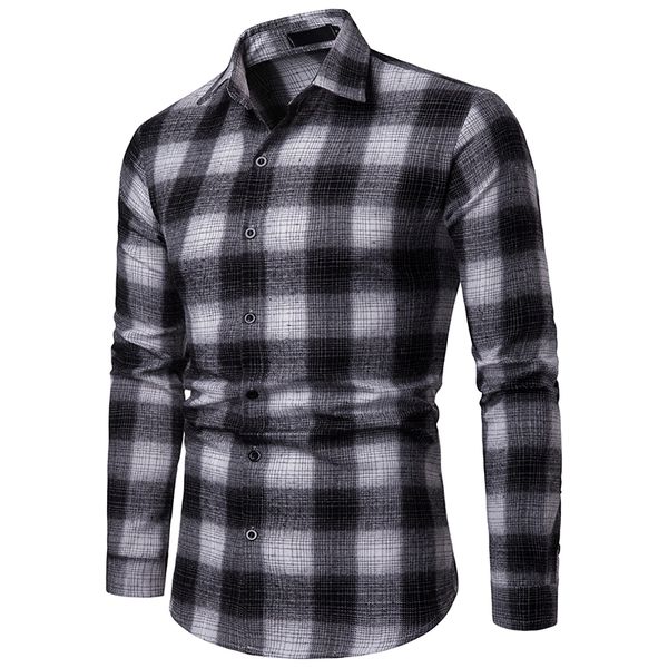 men's fashion 2019 new long-sleeved shirt men's plaid classic casual and comfortable casual button shirt, White;black
men's fashion 2019 new long-sleeved shirt men's plaid classic casual and comfortable casual button shirt, White;black