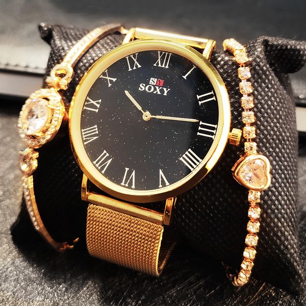 2020 soxy jewelry net belt watch combination gold brand woman watch fashion casual watches mesh wrist ladies clock, Slivery;brown
2020 soxy jewelry net belt watch combination gold brand woman watch fashion casual watches mesh wrist ladies clock, Slivery;brown