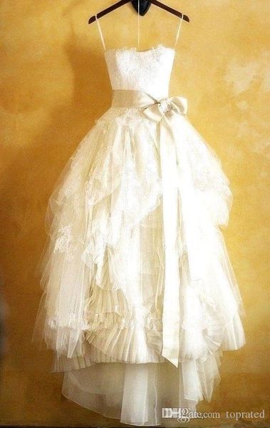 vintage full lace wedding dresses tea length 2019 straplesss appliques a line organza ruffle summer spring beach bridal gowns custom made, White
vintage full lace wedding dresses tea length 2019 straplesss appliques a line organza ruffle summer spring beach bridal gowns custom made, White