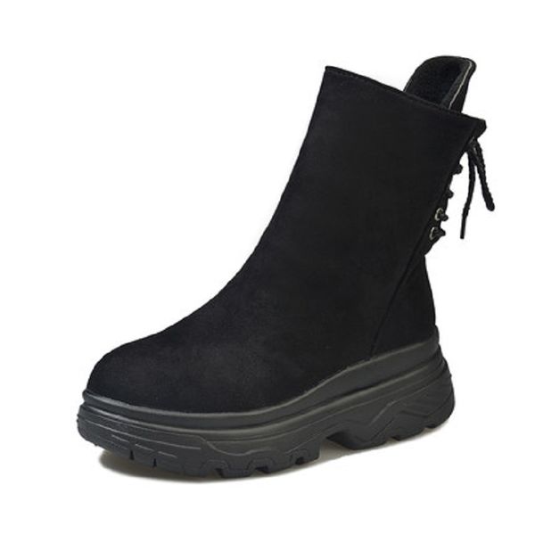 2019 winter new women's casual short boots wild warm and comfortable plus velvet lace-up muffin thick women's boots, Black
2019 winter new women's casual short boots wild warm and comfortable plus velvet lace-up muffin thick women's boots, Black