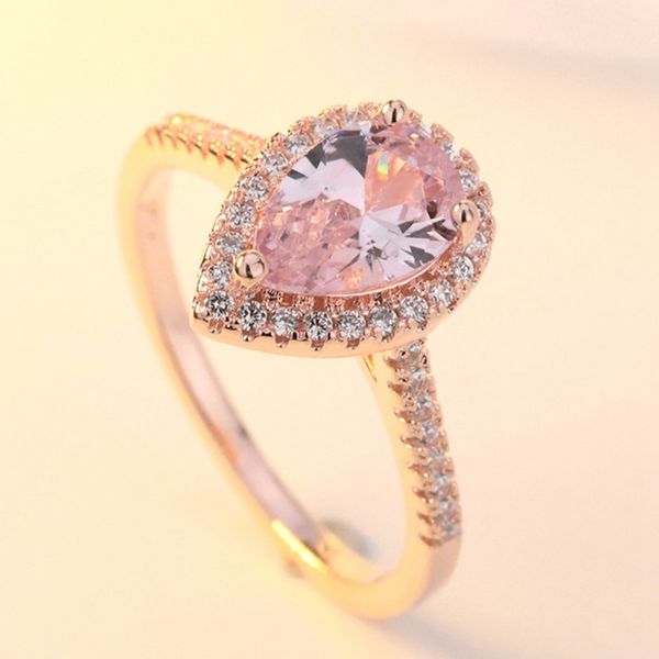 925 sterling silver luxury crystals rose gold color ring pink zircon drop shaped women delicated wedding engagement ring jewelry, Golden;silver
925 sterling silver luxury crystals rose gold color ring pink zircon drop shaped women delicated wedding engagement ring jewelry, Golden;silver