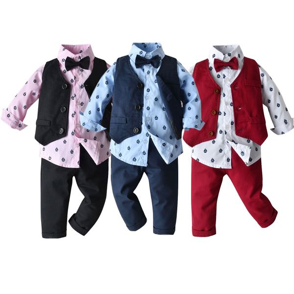autumn and winter new children's clothing boy printed long sleeve shirt + vest + trousers british style gentleman clothes three-piece s, White
autumn and winter new children's clothing boy printed long sleeve shirt + vest + trousers british style gentleman clothes three-piece s, White