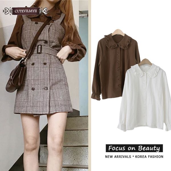 autumn winter basic shirts blouses cutevilmyii korean japanese style peter pan collar white button shirt cute cotton blend top
autumn winter basic shirts blouses cutevilmyii korean japanese style peter pan collar white button shirt cute cotton blend top