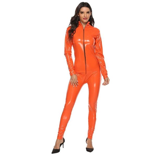 artificial leather jumpsuit spring long sleeve zipper rompers party leotard long bodysuit clubwear with hat romper ##4, Black;white
artificial leather jumpsuit spring long sleeve zipper rompers party leotard long bodysuit clubwear with hat romper ##4, Black;white