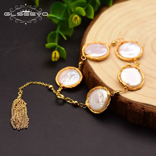 glseevo original natural fresh water baroque flat pearl adjustable tassel bracelets for women gift fine jewelry bileklik gb0147, Black
glseevo original natural fresh water baroque flat pearl adjustable tassel bracelets for women gift fine jewelry bileklik gb0147, Black