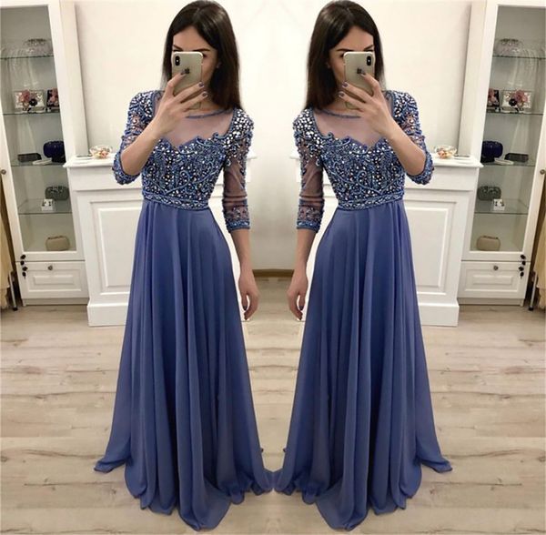 luxury heavy beaded crystals blue prom dresses long elegant chiffon long sleeve evening party dresses vestidos de gala, Black
luxury heavy beaded crystals blue prom dresses long elegant chiffon long sleeve evening party dresses vestidos de gala, Black
