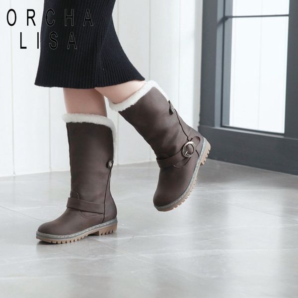 orcha lisa new mid calf boots fur warm pu shoes slip on flat boots soft zapatos mujer round toe concise buckle feminino b965c, Black
orcha lisa new mid calf boots fur warm pu shoes slip on flat boots soft zapatos mujer round toe concise buckle feminino b965c, Black