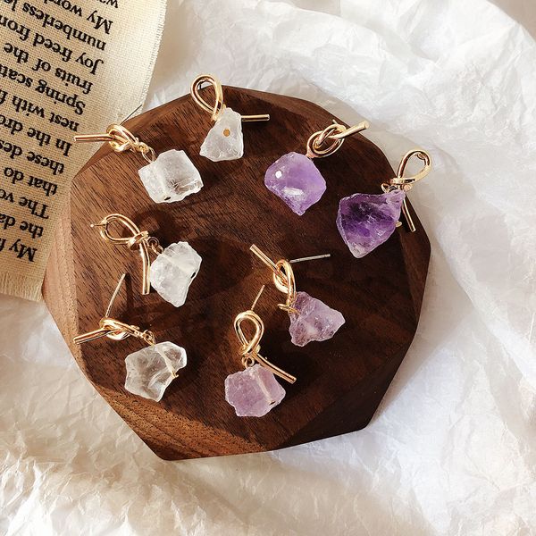 personality irregular crystal raw stone earrings women natural stone metal knot asymmetric pendant fashion girl jewellery, Silver
personality irregular crystal raw stone earrings women natural stone metal knot asymmetric pendant fashion girl jewellery, Silver