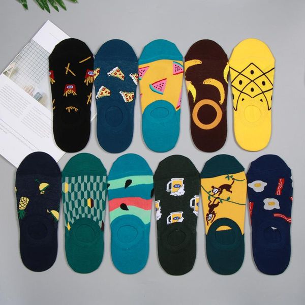cartoon design loafer boat non-slip invisible no show nonslip liner low cut soft breathable cotton summer short crew socks men, Black 
cartoon design loafer boat non-slip invisible no show nonslip liner low cut soft breathable cotton summer short crew socks men, Black