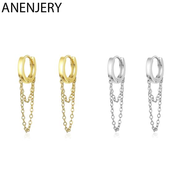 anenjery punk style double layer chain hoop earring 925 sterling silver gold silver color ear jewelry for women party s-e995, Golden;silver
anenjery punk style double layer chain hoop earring 925 sterling silver gold silver color ear jewelry for women party s-e995, Golden;silver