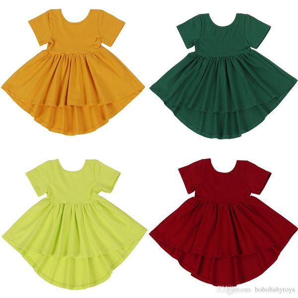 12 Colors Girl Dress Fruit Color Irregular Skirt Pure Cotton Korean Version Short Sleeve Tongqun Open Back Children's Summ