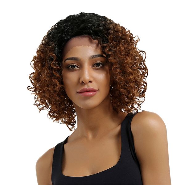 16 inch synthetic black gradient brown afro wig spiral wig front lace fashion hairstyle
16 inch synthetic black gradient brown afro wig spiral wig front lace fashion hairstyle