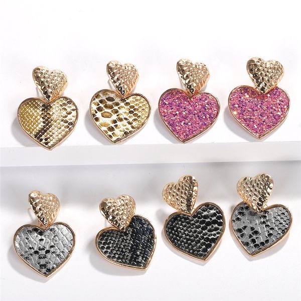 customizable glitter snake skin faux leather earring for women gold heart pendant drop earrings fashion wedding jewelry supply manufacturers, Silver
customizable glitter snake skin faux leather earring for women gold heart pendant drop earrings fashion wedding jewelry supply manufacturers, Silver