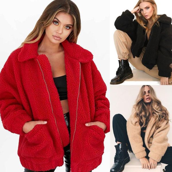 women's fur & faux fleece jacket outerwear winter warm hooded fluffy coat womens casual teddy fashion streetwear, Black
women's fur & faux fleece jacket outerwear winter warm hooded fluffy coat womens casual teddy fashion streetwear, Black