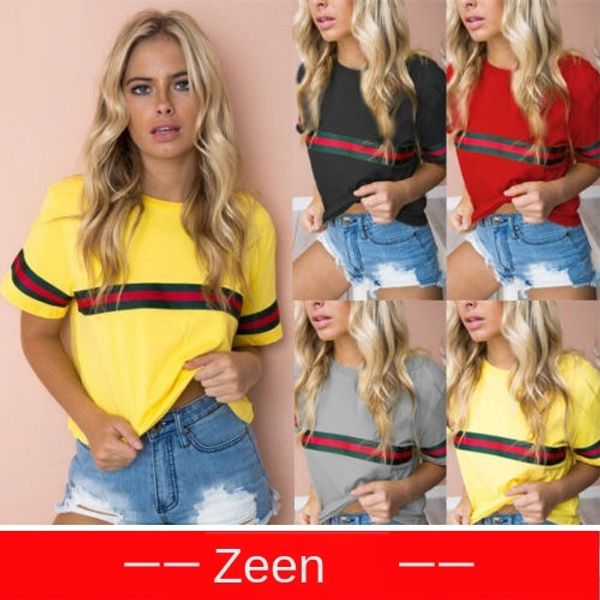 женская дизайнерская футболка круглый вырез шить полосатый короткий рукав футболки осень, White
женская дизайнерская футболка круглый вырез шить полосатый короткий рукав футболки осень, White