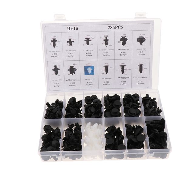 285pcs/set car plastic fasteners retainer kit, most popular sizes, auto push pin rivets trim panel fender bumper clips for toyota
285pcs/set car plastic fasteners retainer kit, most popular sizes, auto push pin rivets trim panel fender bumper clips for toyota