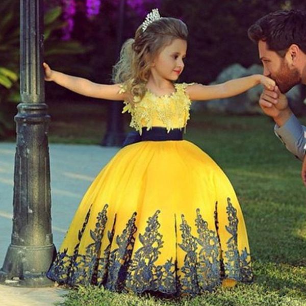 yellow flower girl dresses for wedding with dark blue lace applique girl party ball gown first communion dress for girls, Red;yellow
yellow flower girl dresses for wedding with dark blue lace applique girl party ball gown first communion dress for girls, Red;yellow