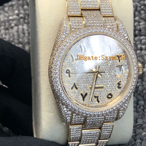 Arabic dial watch diamond watch new luxury iced out watch eta 2824 automatic 41mm men gold waterproof 904l tainle et diamond cz, Slivery;brown
Arabic dial watch diamond watch new luxury iced out watch eta 2824 automatic 41mm men gold waterproof 904l tainle et diamond cz, Slivery;brown